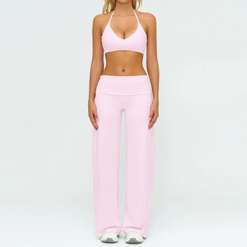 Women's Foldover Sports Bra Shorts Set