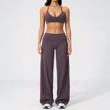 Eggplant Purple Women's Foldover Sports Bra Shorts Set