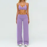 Lilac Women's Foldover Sports Bra Shorts Set