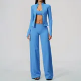 Seaside Blue Women's Flared Long Sleeve Yoga Set