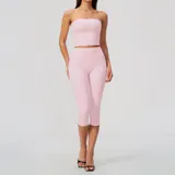 Falling Blossom Pink Women's Padded Fitted Yoga Set