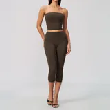 Espresso Black Women's Padded Fitted Yoga Set