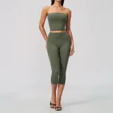 Forest Green Women's Padded Fitted Yoga Set