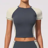 Pencil Grey Women's Short Sleeve Top Running Short Sleeve Fitted