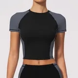 Jet Black Women's Short Sleeve Top Running Short Sleeve Fitted