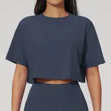 ST3091-4 · Cobalt Blue Cobalt Blue Women's Yoga Short Sleeve Top Crew Neck Relaxed