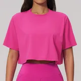 Magenta Women's Yoga Short Sleeve Top Crew Neck Relaxed