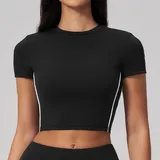 ST4539-2 · Black White Clash Black White Clash Women's Pilates Short Sleeve Top Short Sleeve Brushed