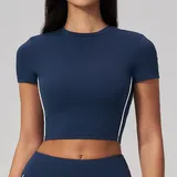 ST4539-3 · Badge Blue Badge Blue Women's Pilates Short Sleeve Top Short Sleeve Brushed