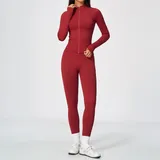 Frost Red Women's Yoga Set Breathable Fitness High Waist Fitted