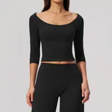 ST5529-2 · Jet Black Jet Black Women's Short Sleeve Top High Waist Slimming Fitted