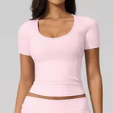 Falling Blossom Pink Women's Short Sleeve Top Short Sleeve Brushed Fitted