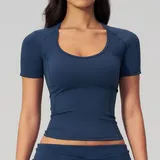 Badge Blue Women's Short Sleeve Top Short Sleeve Brushed Fitted