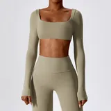 ST8232-3 · Camel Brown Camel Brown Women's Running Short Sleeve Top Long Sleeve Fitted