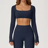Cobalt Blue Women's Running Short Sleeve Top Long Sleeve Fitted