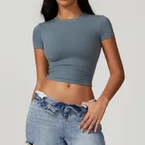 ST8743-5 · Blue Grey Blue Grey Running Pilates Women's Short Sleeve Top Short Sleeve
