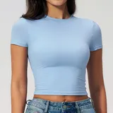Light Blue Running Pilates Women's Short Sleeve Top Short Sleeve