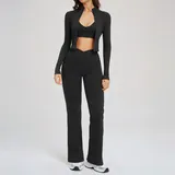 TS2539-2 · Jet Black Jet Black Running Outdoor Women's Yoga Activewear Set 3 Piece