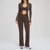 TS2539-3 · Coffee Coffee Running Outdoor Women's Yoga Activewear Set 3 Piece