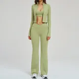 Bean Paste Green Running Outdoor Women's Yoga Activewear Set 3 Piece