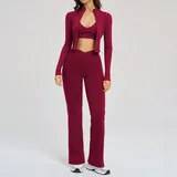 Cherry Red Running Outdoor Women's Yoga Activewear Set 3 Piece