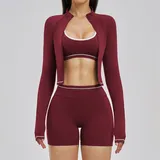 Retro Red Women's Workout Fitness Yoga Activewear Set 3 Piece