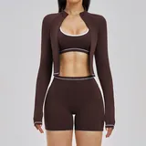 Espresso Black Women's Workout Fitness Yoga Activewear Set 3 Piece