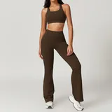 Roasted Coffee Women's Backless Slimming Yoga Set
