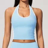 Wave Blue Women's Fitted Color Block Sports Bra