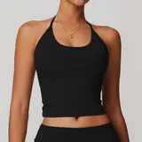Jet Black Women's Padded Quick Dry Workout Top