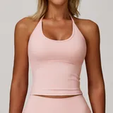 Peach Pink Women's Padded Quick Dry Workout Top