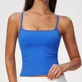 Electric Blue Women's Strappy Brushed Workout Top
