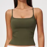Pine Green Women's Strappy Brushed Workout Top