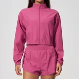 Strawberry Pink Breathable Yoga Women's Stand Collar Jacket Quick Dry