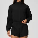 Jet Black Breathable Yoga Women's Stand Collar Jacket Quick Dry