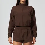 Espresso Black Breathable Yoga Women's Stand Collar Jacket Quick Dry