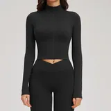 Jet Black Running Women's Stand Collar Jacket Bare Feel Fitted