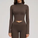 WJ2539-3 · Coffee Coffee Running Women's Stand Collar Jacket Bare Feel Fitted