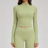 WJ2539-4 · Bean Paste Green Bean Paste Green Running Women's Stand Collar Jacket Bare Feel Fitted