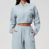 Sky Blue Women's Yoga Stand Collar Jacket UV Protection Cooling