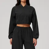 Jet Black Women's Yoga Stand Collar Jacket UV Protection Cooling