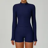 WJ3093-3 · Navy Blue Navy Blue Running Stand Collar Jacket Windproof Ribbed Slimming Fitted