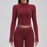 WJ3562-1 · Retro Red Retro Red Women's Running Zip Up Jacket Brushed Windproof Fitted