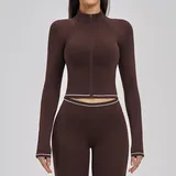 WJ3562-3 · Espresso Black Espresso Black Women's Running Zip Up Jacket Brushed Windproof Fitted
