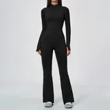 WJ5112-2 · Jet Black Jet Black Women's Lightweight Fitness Flared Yoga Workout Pants Seamless