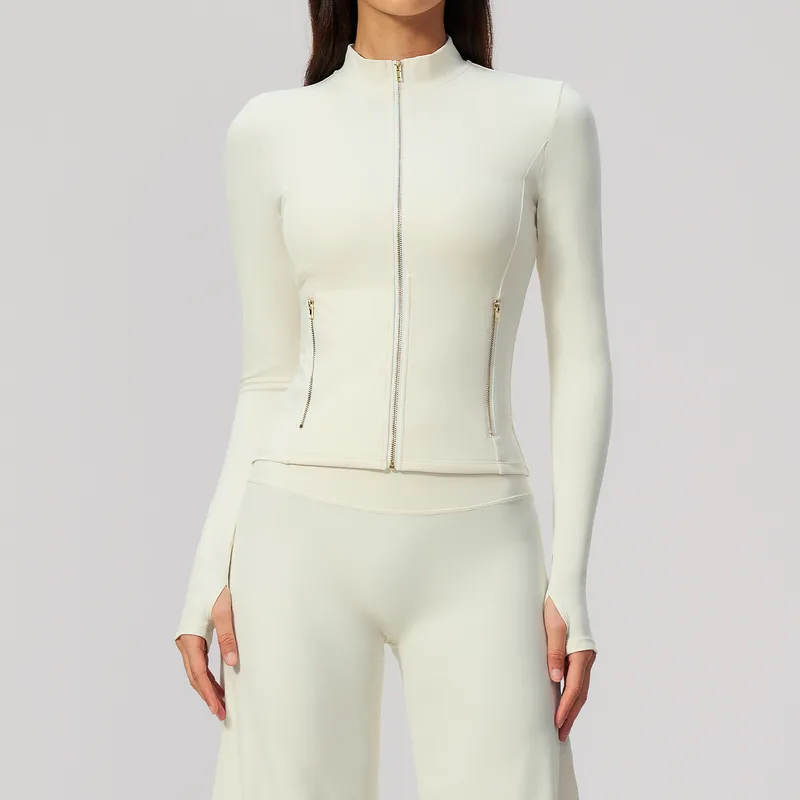 Women's Yoga Zip Up Jacket Brushed Stretch Fitted
