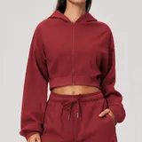 Cherry Red Women's Slimming Fitness Hooded Workout Active Jacket Fitted
