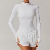 WJ6116-1 · Swan White Swan White Women's Running Zip Up Jacket Long Sleeve Breathable