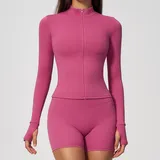 Strawberry Pink Women's Running Zip Up Jacket Long Sleeve Breathable