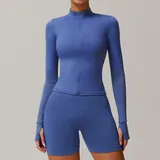WJ6116-2 · Blue Blue Women's Running Zip Up Jacket Long Sleeve Breathable